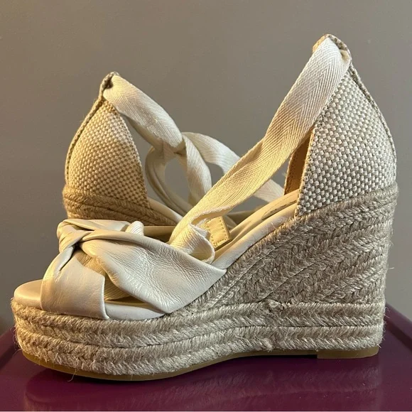 Cole Haan Cloudfeel Hampton Wedge Jute Heel Leather Sandals - Picture 2 of 16